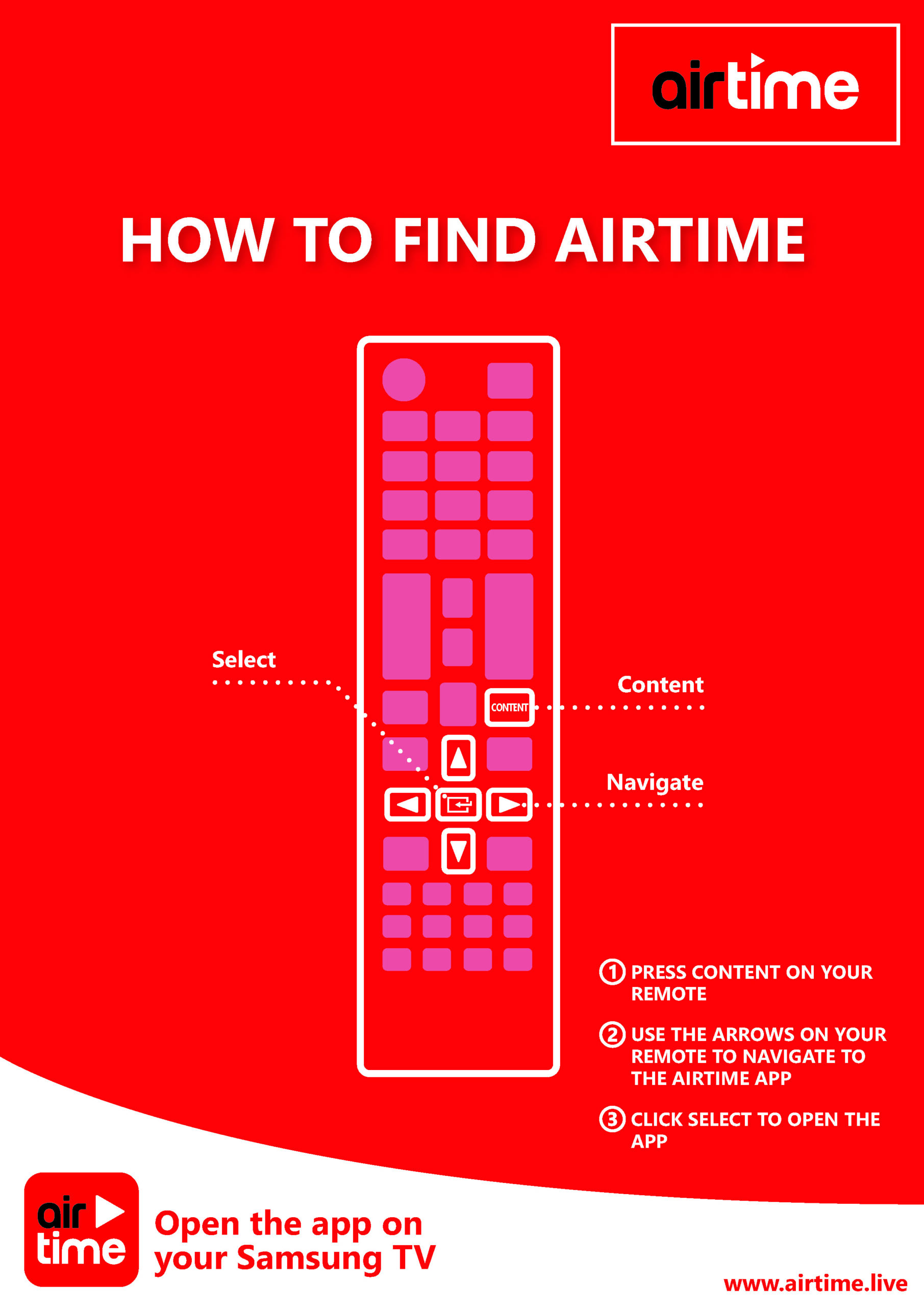 image of how guests use the remote to load the airtime app