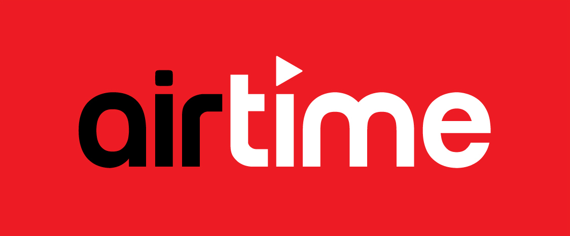 image of the airtime logo with a red background and in long rectangle