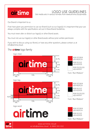 Airtime brand specifications